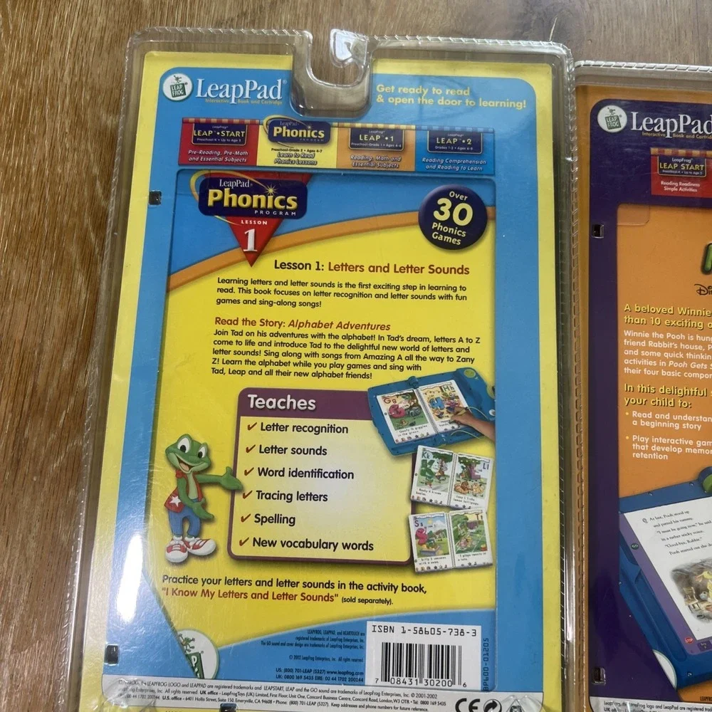 LeapFrog 4 LeapPad Interactive Books & Cartridge Alphabet, Pooh, Toy Story, Nemo